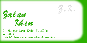 zalan khin business card